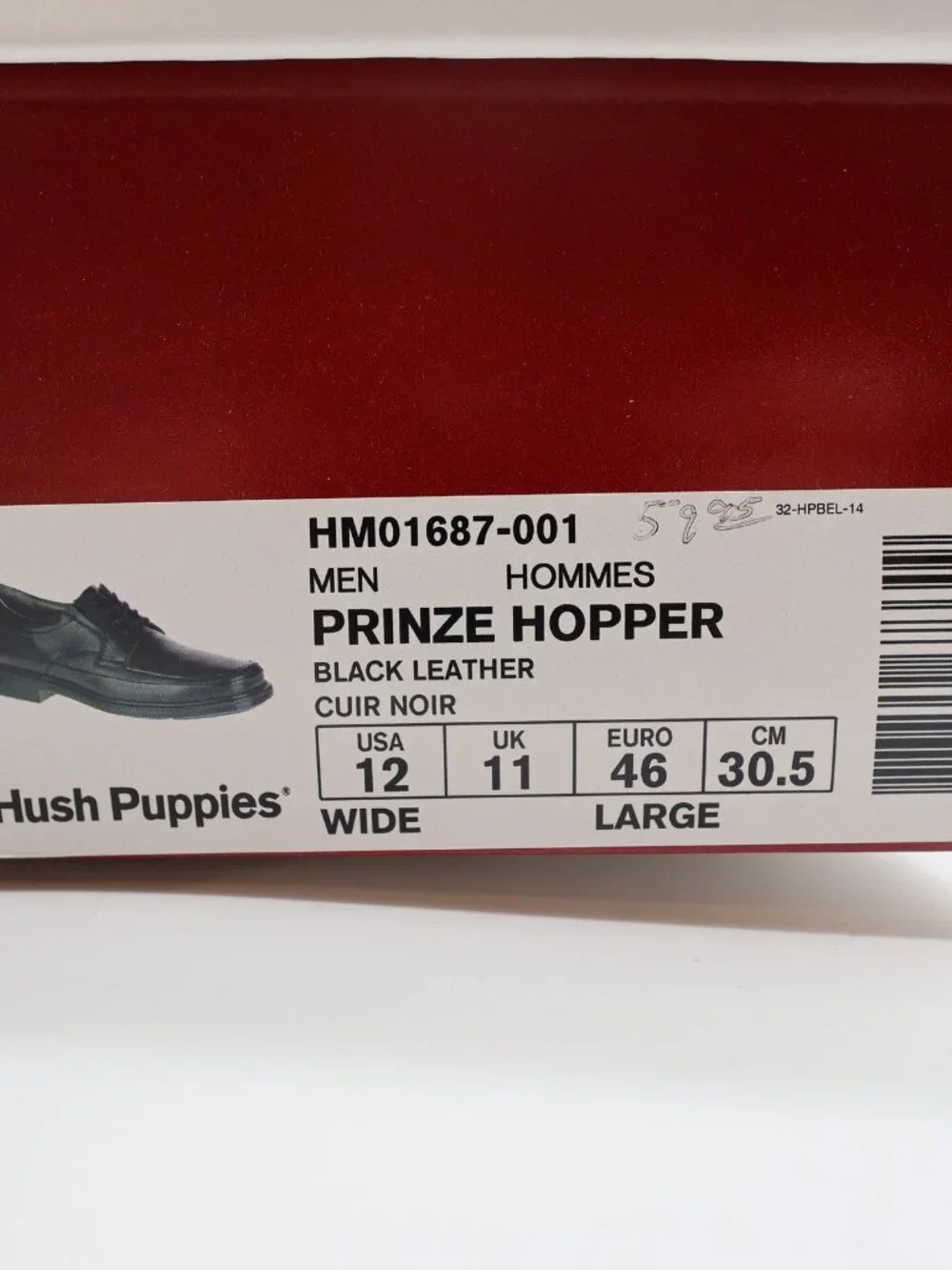 Hush Puppies Prinze Hopper Men's Black Leather Derby Oxford Dress Shoes